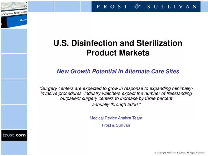 u s disinfection and sterilization product markets new growth potential in alternate care sites