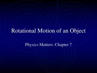 Rotational Motion of an Object