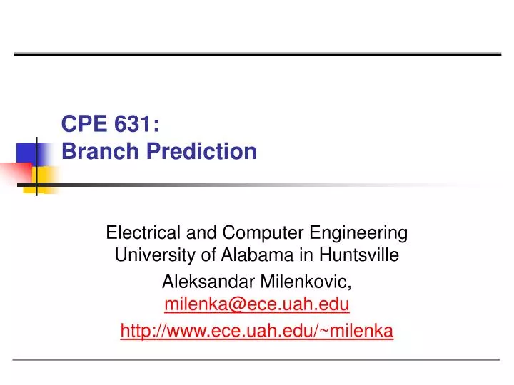 cpe 631 branch prediction