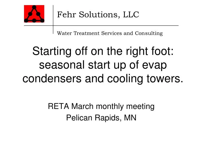 starting off on the right foot seasonal start up of evap condensers and cooling towers