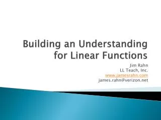 Building an Understanding for Linear Functions