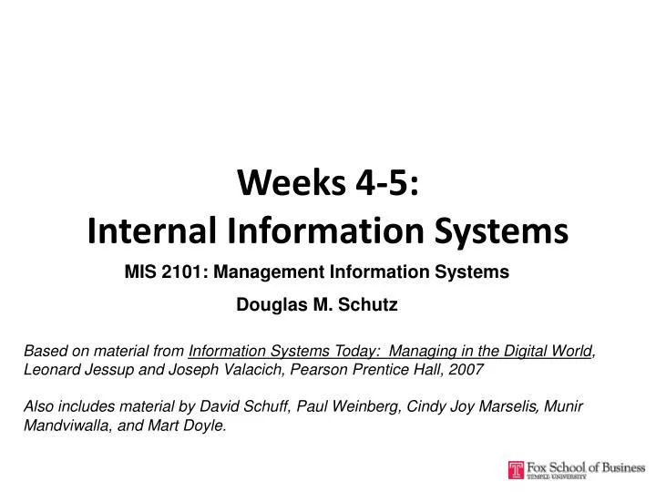weeks 4 5 internal information systems