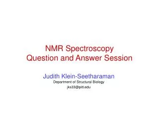 NMR Spectroscopy Question and Answer Session