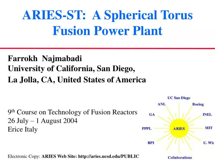 aries st a spherical torus fusion power plant