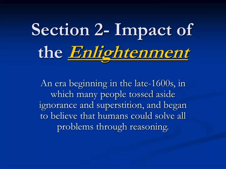 section 2 impact of the enlightenment