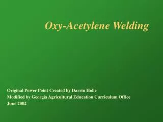 Oxy-Acetylene Welding