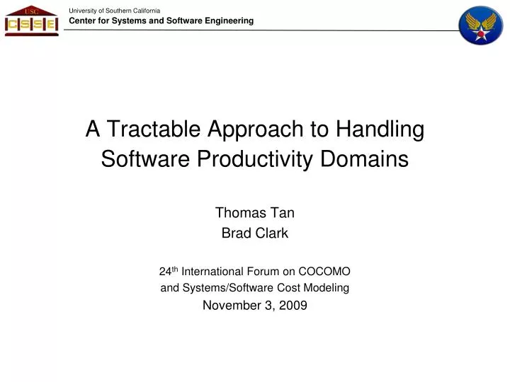 a tractable approach to handling software productivity domains