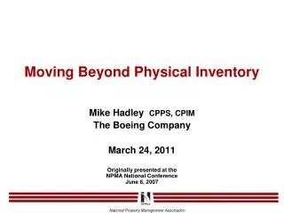 Moving Beyond Physical Inventory