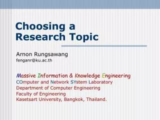 Choosing a Research Topic
