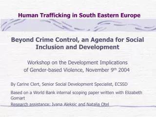 Human Trafficking in South Eastern Europe