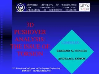 3D PUSHOVER ANALYSIS: THE ISSUE OF TORSION