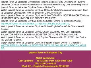 IPSWICH TOWN vs LEICESTER CITY LIVE STREAM