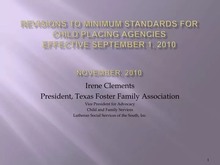 revisions to minimum standards for child placing agencies effective september 1 2010 november 2010