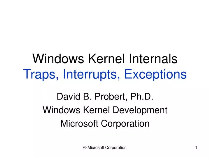 windows kernel internals traps interrupts exceptions