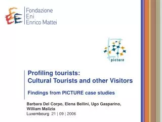 Profiling tourists: Cultural Tourists and other Visitors Findings from PICTURE case studies