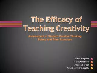 The Efficacy of Teaching Creativity