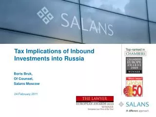Tax Implications of Inbound Investments into Russia