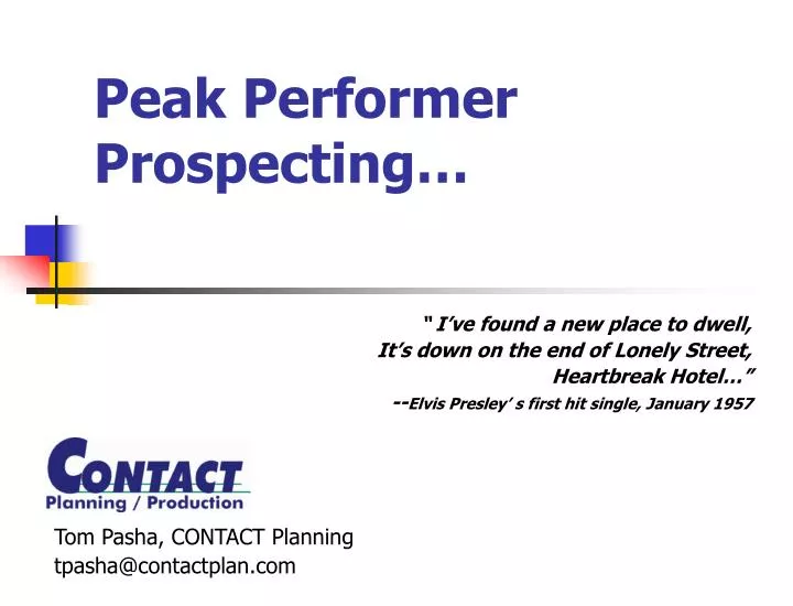 peak performer prospecting