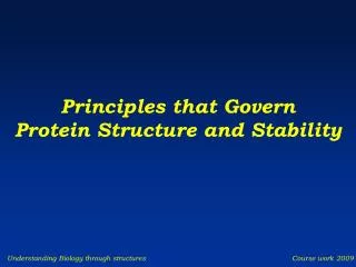 Principles that Govern Protein Structure and Stability