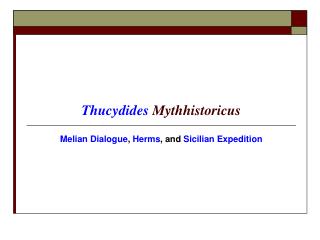 Thucydides Mythhistoricus