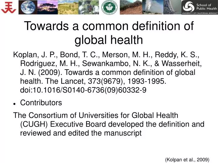 towards a common definition of global health