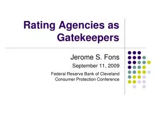 Rating Agencies as Gatekeepers