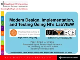 Modem Design, Implementation, and Testing Using NI’s LabVIEW