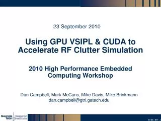 Using GPU VSIPL &amp; CUDA to Accelerate RF Clutter Simulation