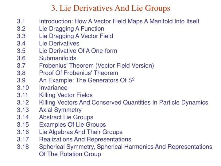 3. Lie Derivatives And Lie Groups