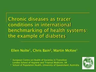 Chronic diseases as tracer conditions in international benchmarking of health systems: the example of diabetes