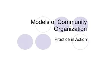 Models of Community Organization