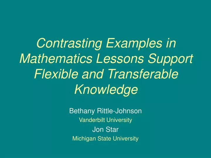 contrasting examples in mathematics lessons support flexible and transferable knowledge