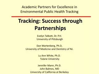 Tracking: Success through Partnerships