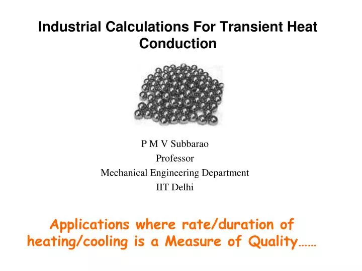industrial calculations for transient heat conduction