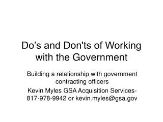 Do’s and Don'ts of Working with the Government