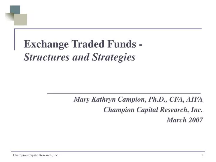 exchange traded funds structures and strategies