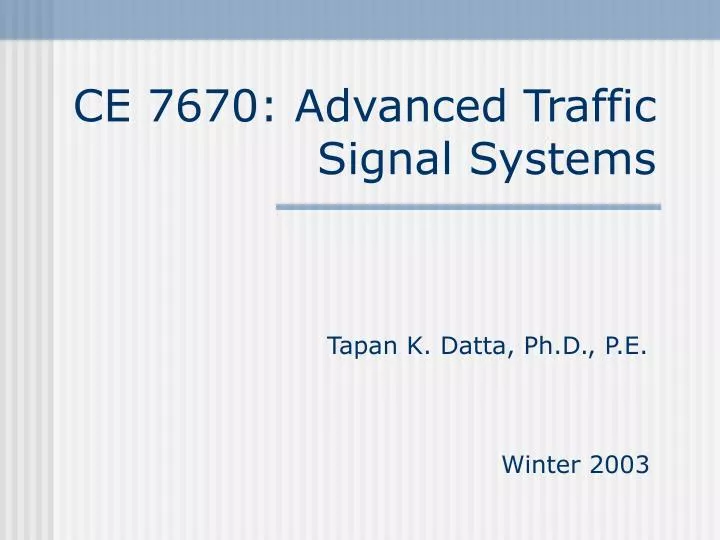 ce 7670 advanced traffic signal systems
