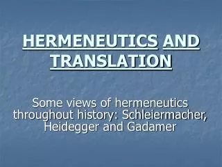 HERMENEUTICS AND TRANSLATION