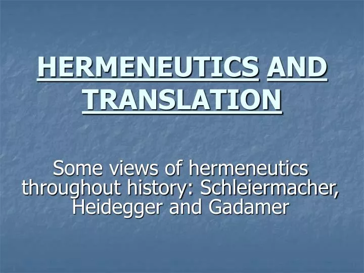 hermeneutics and translation