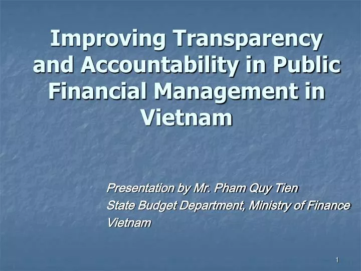 improving transparency and accountability in public financial management in vietnam