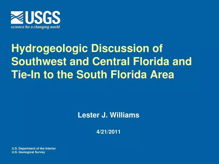 hydrogeologic discussion of southwest and central florida and tie in to the south florida area