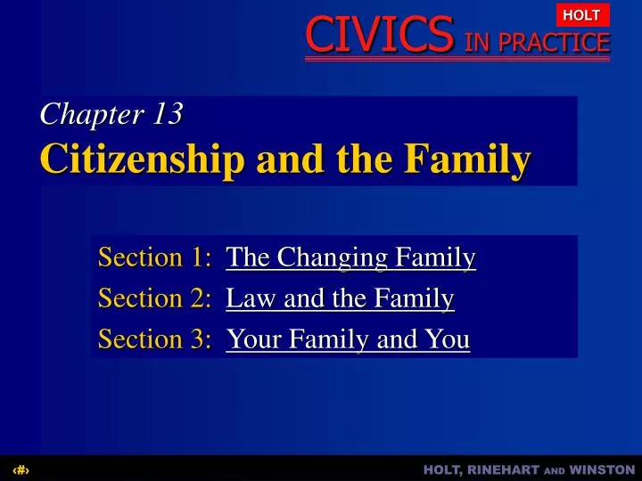 section 1 the changing family section 2 law and the family section 3 your family and you