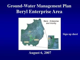 Ground-Water Management Plan Beryl Enterprise Area