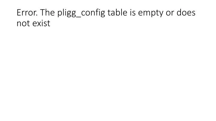 error the pligg config table is empty or does not exist