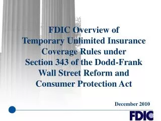 FDIC Overview of Temporary Unlimited Insurance Coverage Rules under Section 343 of the Dodd-Frank Wall Street Reform a