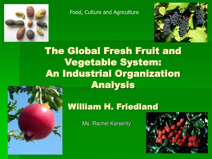 the global fresh fruit and vegetable system an industrial organization analysis william h friedland
