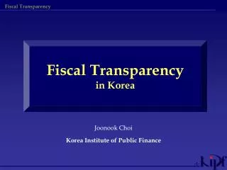 Fiscal Transparency in Korea