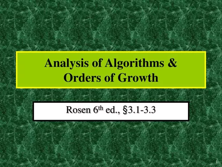 analysis of algorithms orders of growth