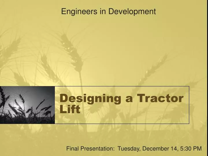 designing a tractor lift