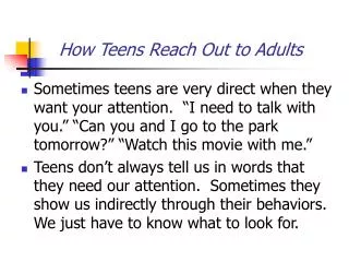 How Teens Reach Out to Adults